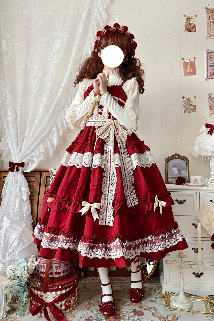 Lillian Ruffle Bowknot Lace Sweet Lolita Jsk Dress 4 Colors