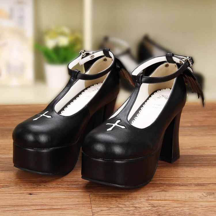 Angel Wings Cross Gothic Lolita High Heels