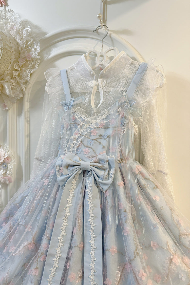 Sweet Sleeveless Ruffle Embroidery Bowknot Lace Chinese Style Lolita Jsk Dress 2 Colors
