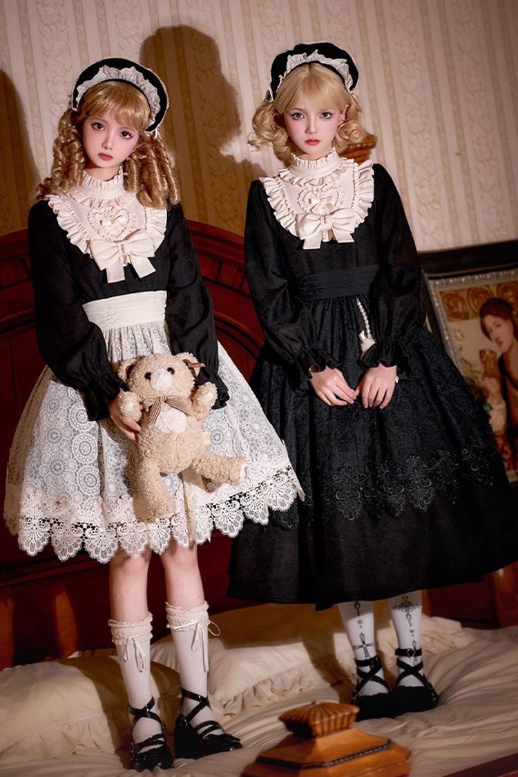 Black Twilight Choir Long Sleeves Bowknot Lace Sweet Vintage Lolita Dress 2 Versions