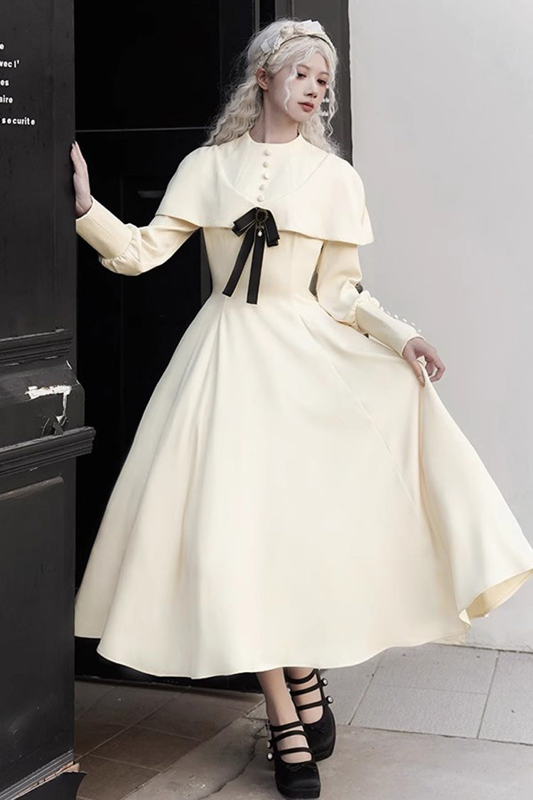 Ivory Thirteenth Evening Long Sleeves Slim Gothic Elegant Lolita Dress