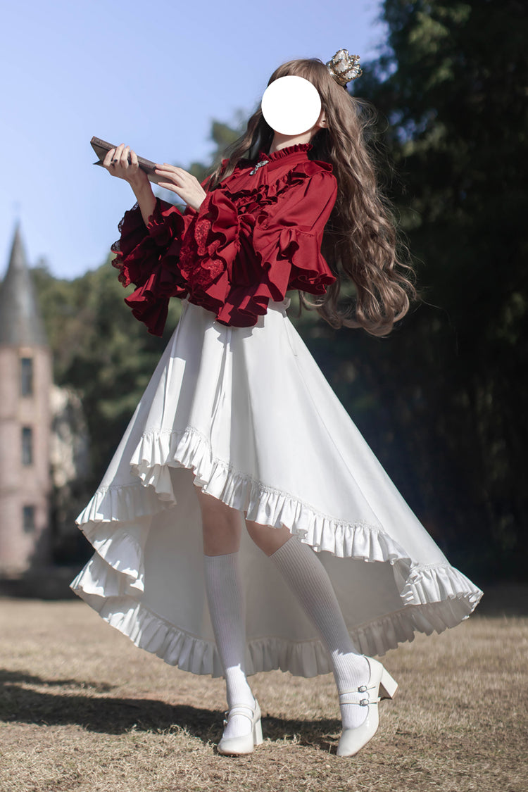 White Day and Night Song Long Sleeves Ruffle Ouji Gothic Lolita Skirt Pants