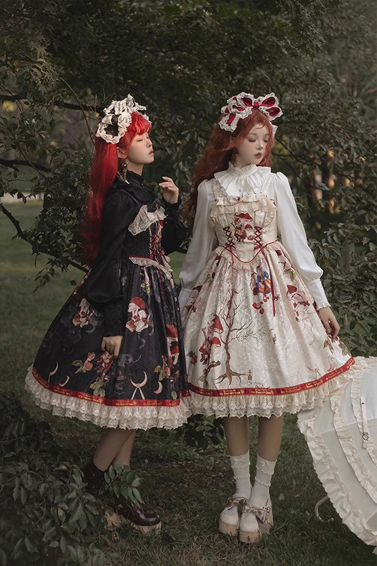 Cat Traveler Print Ruffle Vintage Elegant Sweet Lolita Jsk Dress 2 Colors