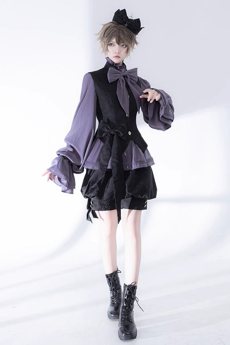 Purple Hunting Rabbits Long Sleeves Bowknot Gothic Vintage Ouji Fashion Lolita Blouse