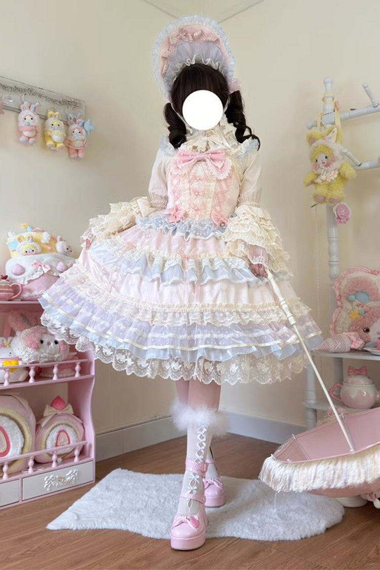 Pink Star Love Song Ruffle Hanayome Bowknot Lace Sweet Lolita Jsk Dress