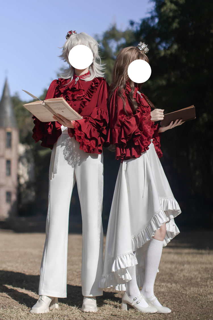 White Day and Night Song Long Sleeves Ruffle Ouji Gothic Lolita Skirt Pants