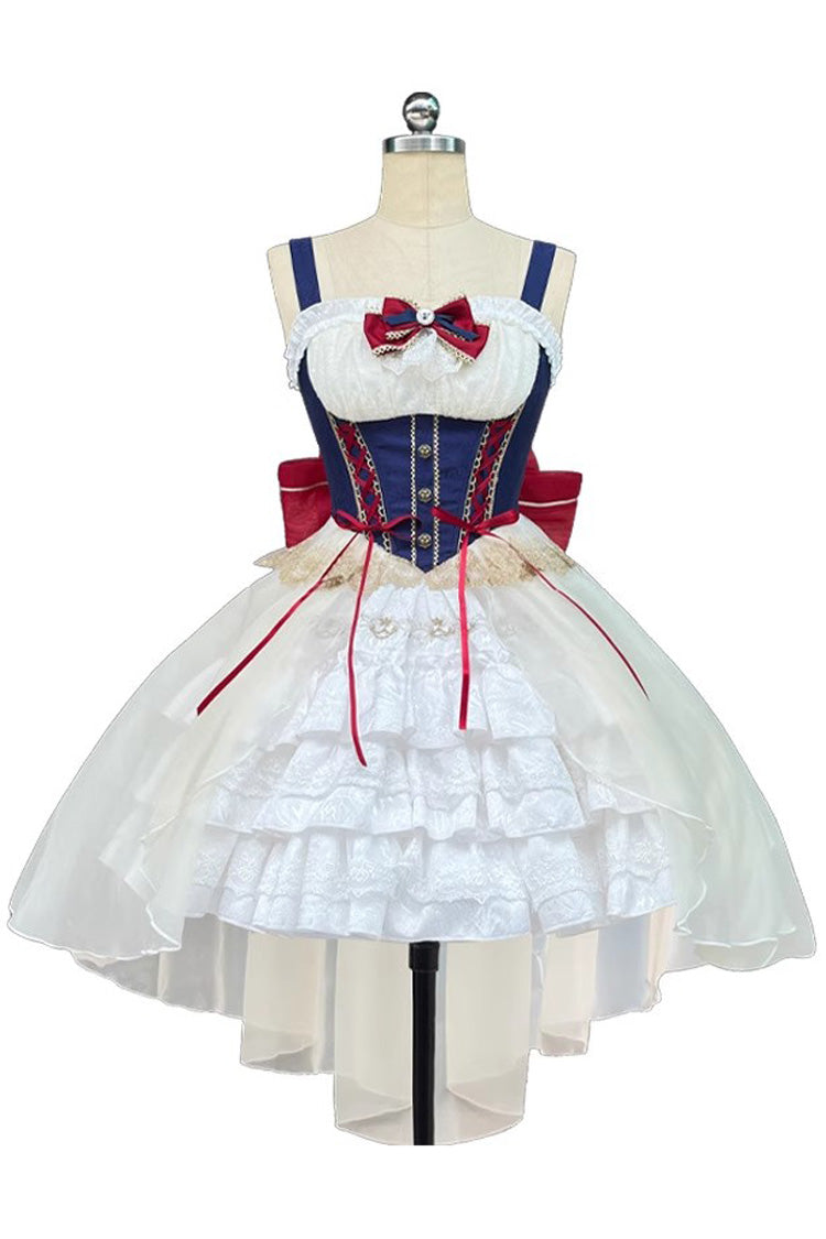 White/Blue Gorgeous White Snow Princess Short Sleeves Sweet Lolita Dress