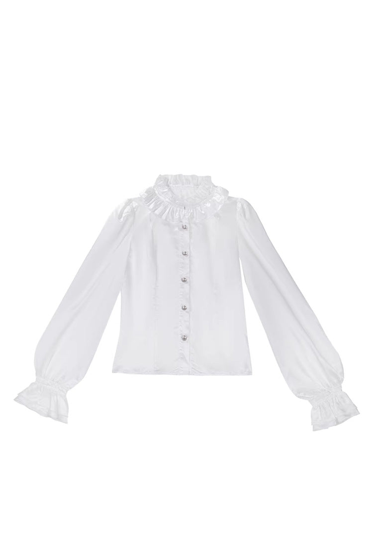White Silver-White Sacred Pact Bow Asymmetric Gothic Prince Palace Ouji Lolita Shorts Coat Four-Piece Set