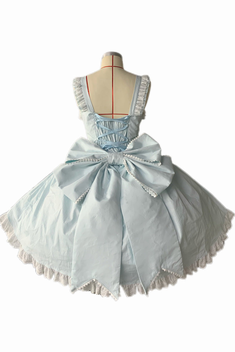 Grisha Sleeveless Triple-Layered Ruffle Cardigan Bowknot Lace Sweet Plus Size Lolita Jsk Dress 3 Colors