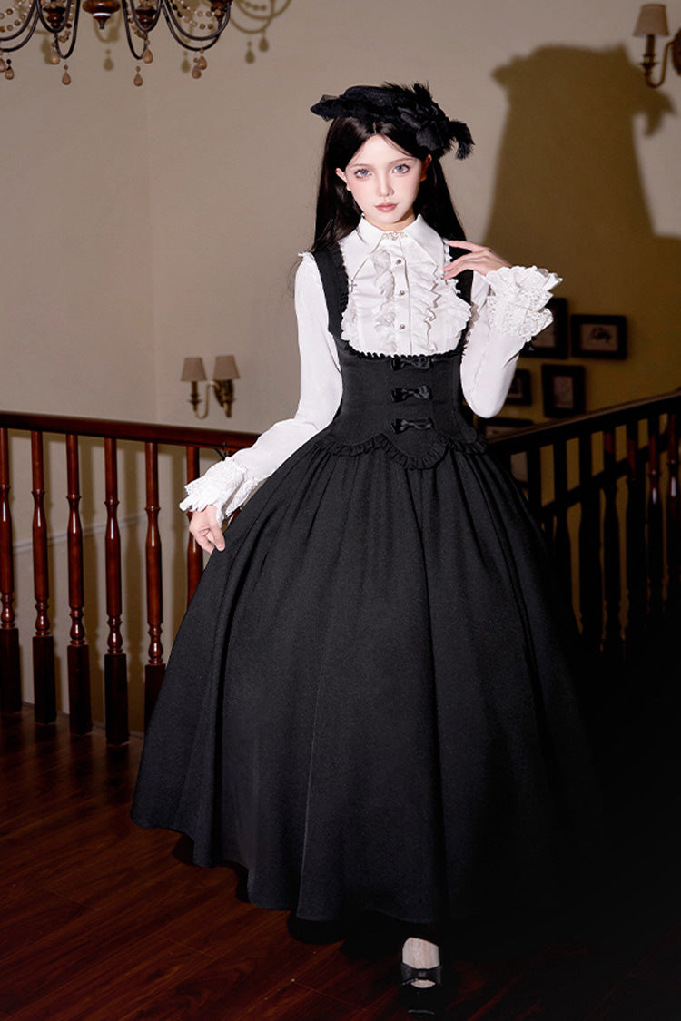 Black Silent Words Ruffle Bowknot Classic Lolita Jsk Push-Up Dress