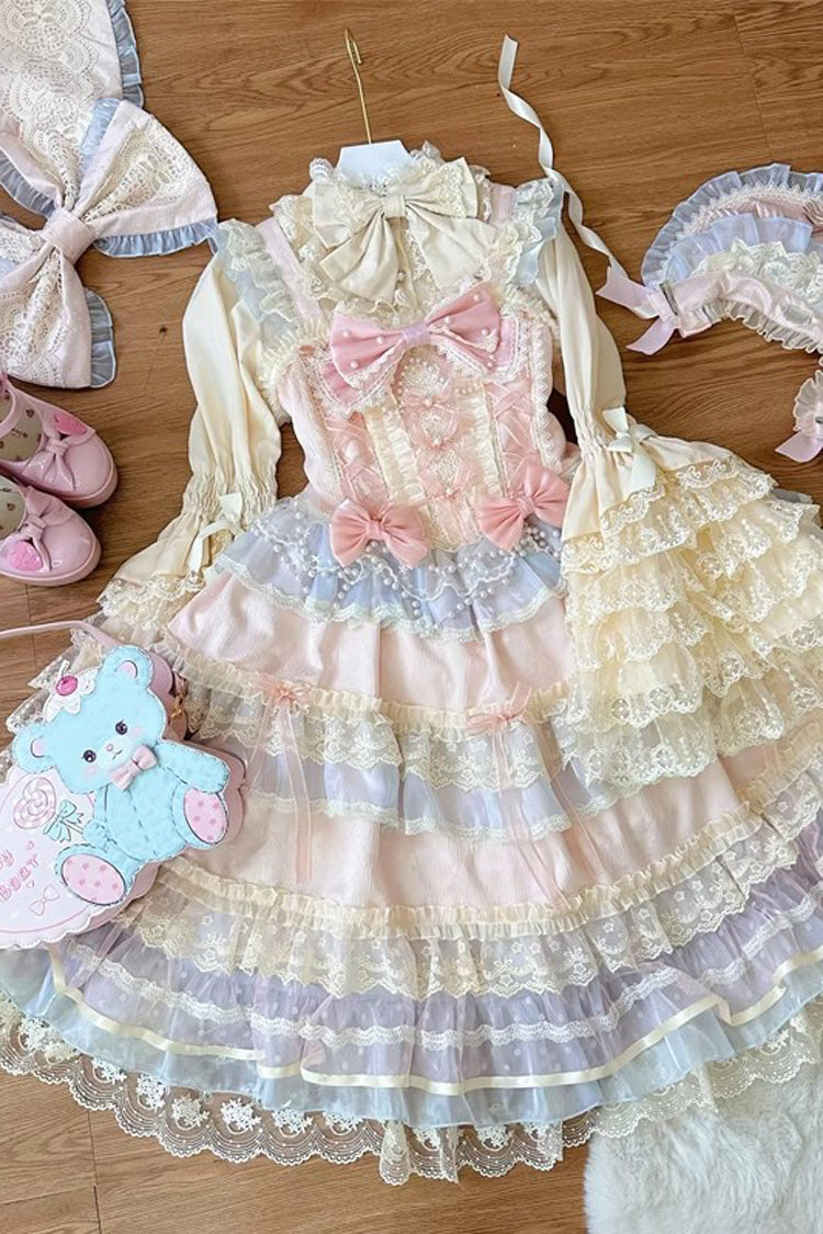 Pink Star Love Song Ruffle Hanayome Bowknot Lace Sweet Lolita Jsk Dress