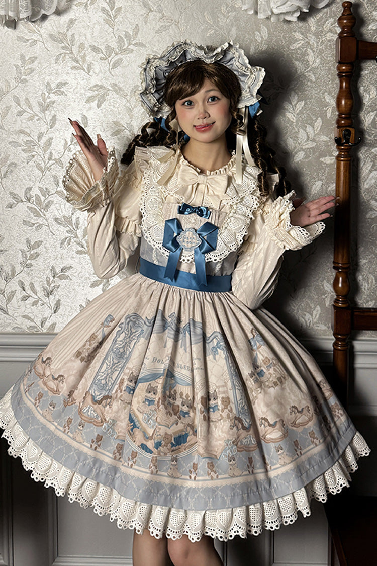Sea Salt Fairy Tale Doll Sleeveless Print Ruffle Bowknot Sweet Lolita Jsk Dress 2 Colors