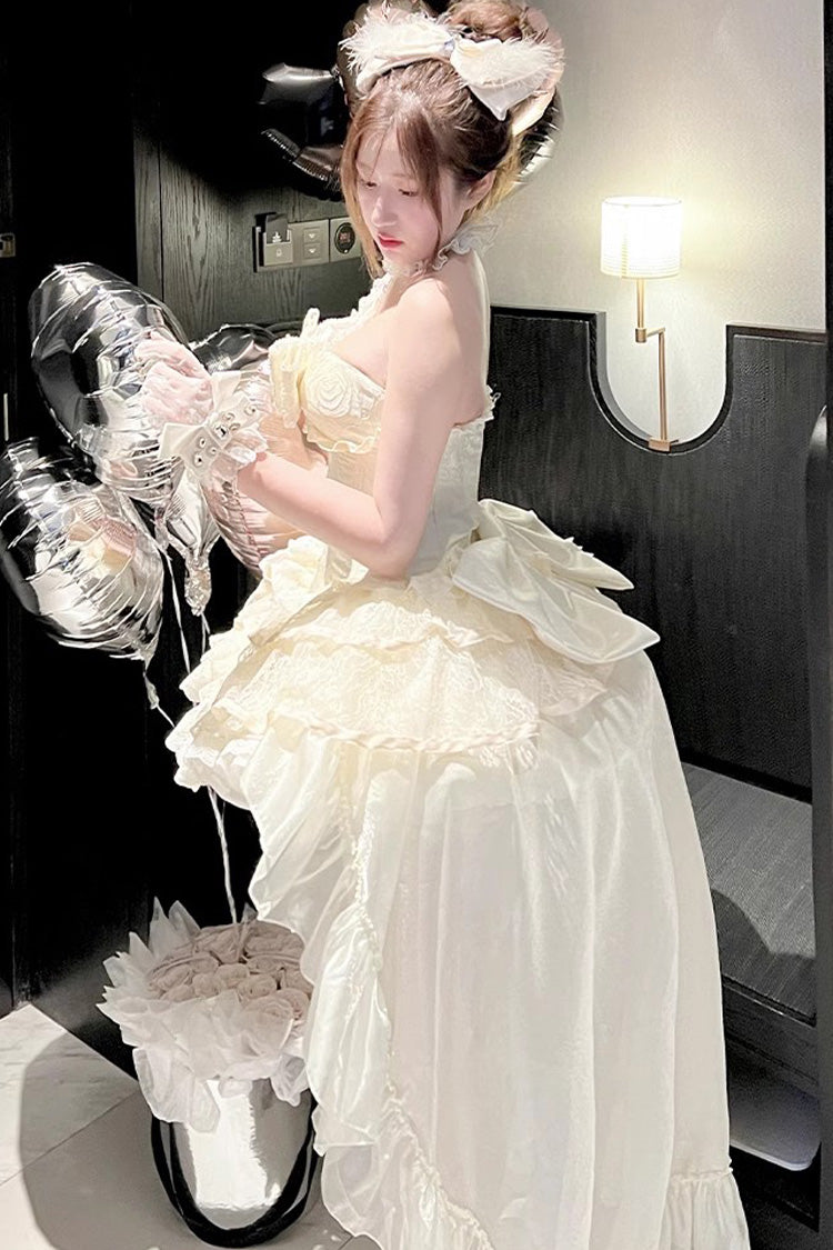 Ivory Eternal Temple Halterneck Ruffle Bowknot Lace Sweet Princess Lolita Dress