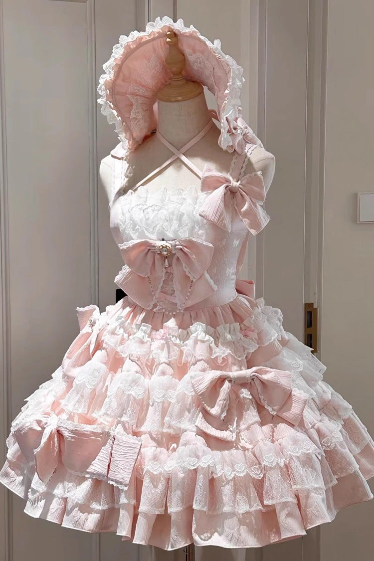 Pink Sweetheart Doll Multi-Layered Ruffle Bowknot Lace Sweet Princess Gorgeous Lolita Jsk Dress