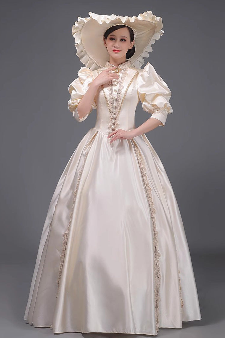 Champagne European Court Short Sleeves Sweet Vintage Princess Victorian Dress