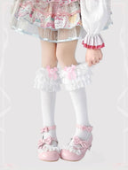 Lolita Stockings Multi-color Cotton Lace Knee-high Socks with Cute Bow Sweet Princess JK Style
