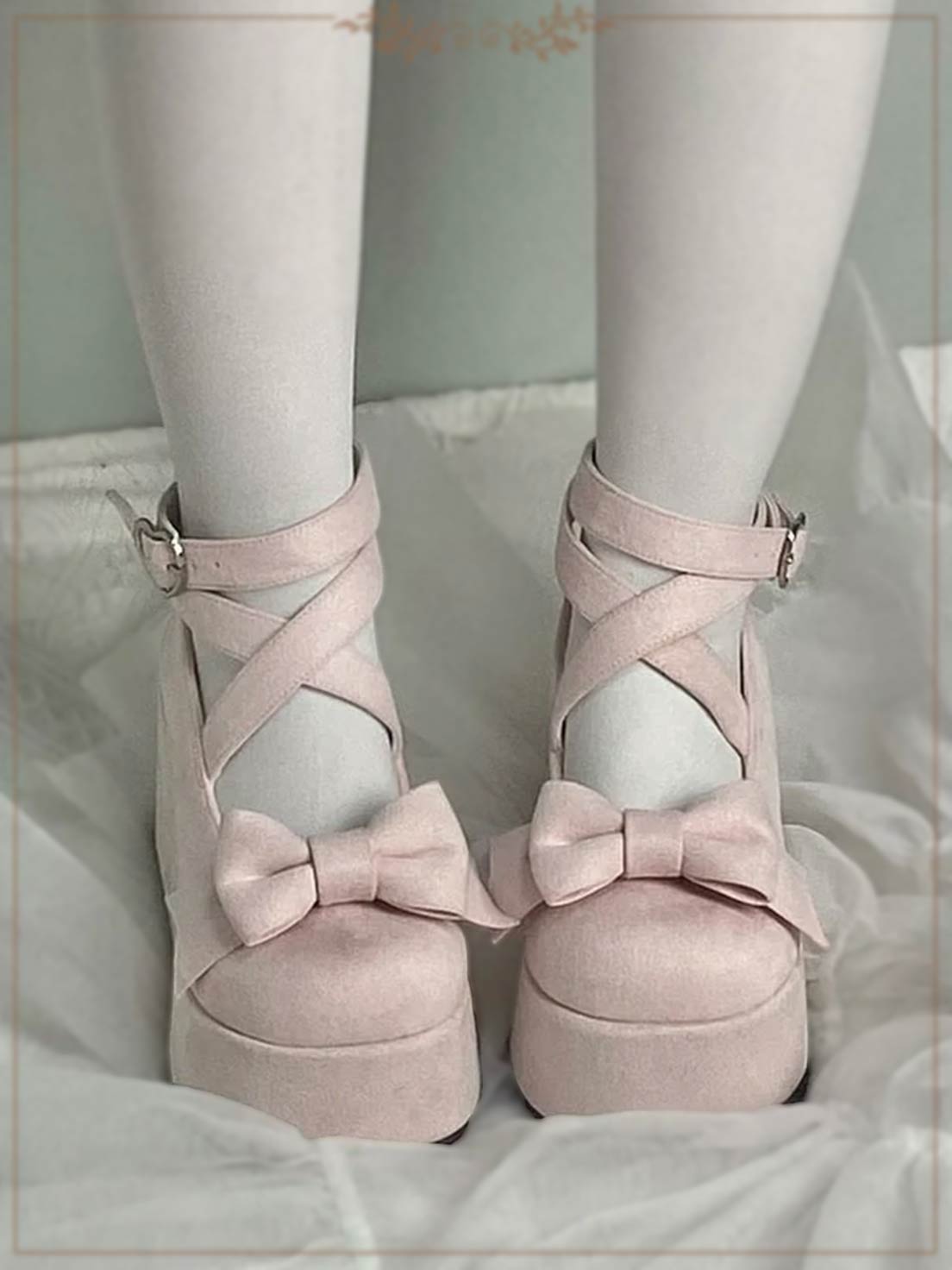 Thick Soled Velvet Round Head Lo Shoes Sweet High Heel Thick Heel