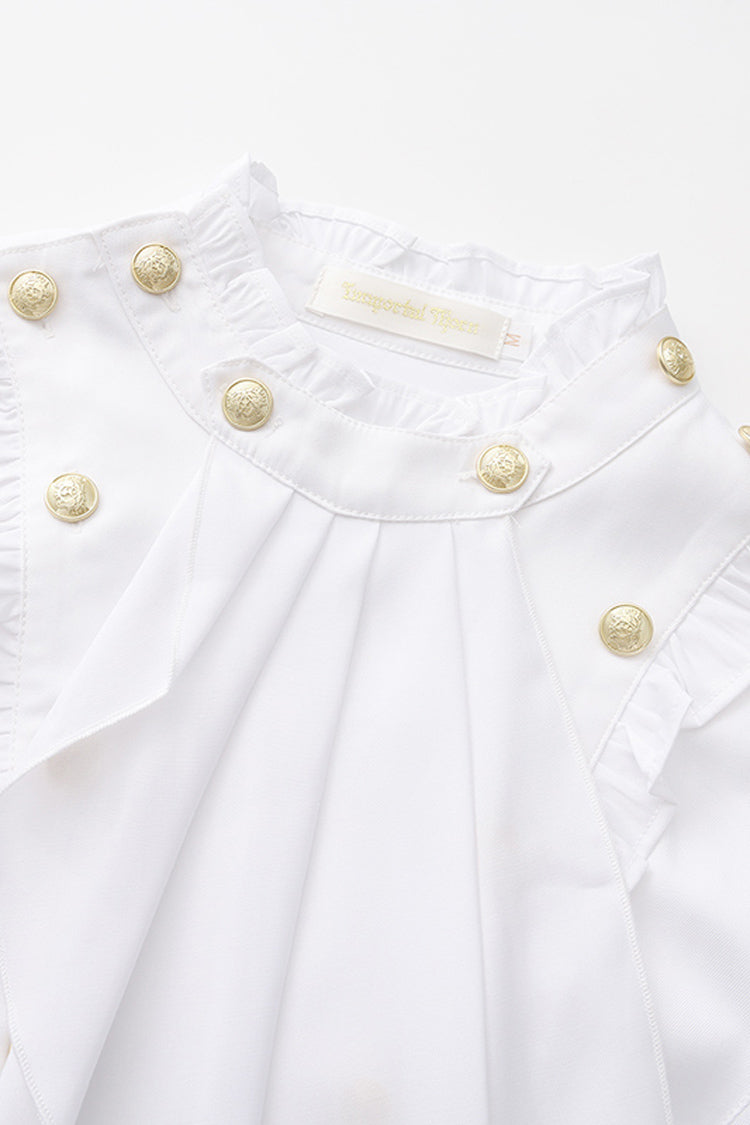 Immortal Silent Agent Stand Collar Ruffle Vintage Prince Handsome Palace Ouji Lolita Blouse 3 Colors