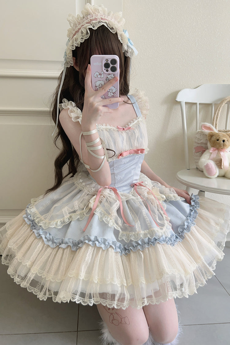 Flower Season Bowknot Lace Sweet Ballet Lolita Jsk Dress 4 Colors