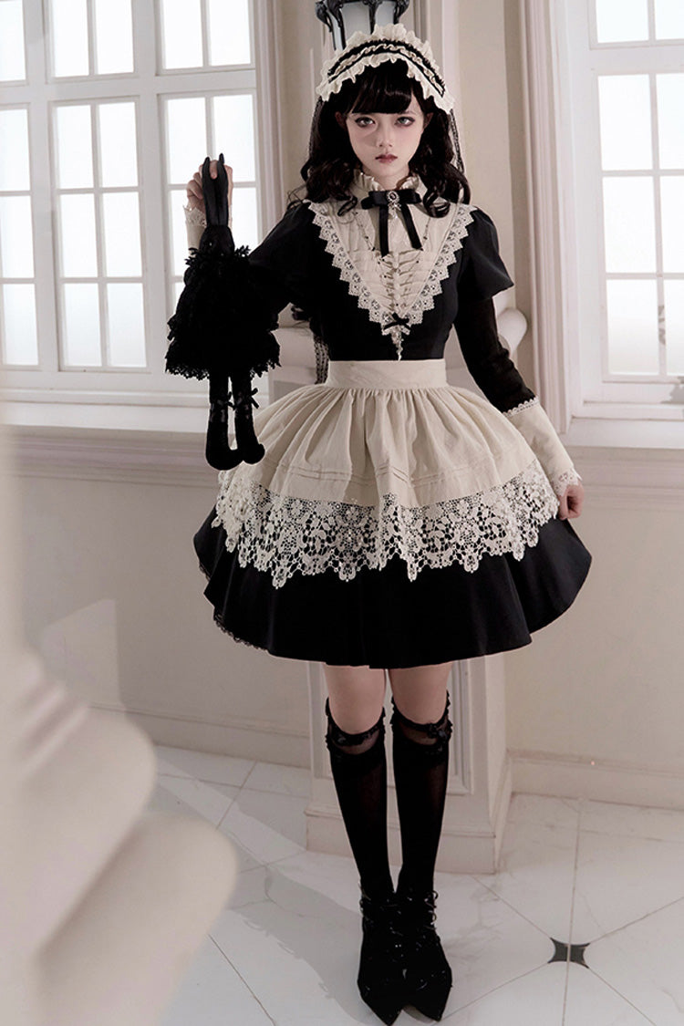 Black Letters and Poems·Nocturne Nun Long Sleeves Ruffle Gothic Lolita Short Dress