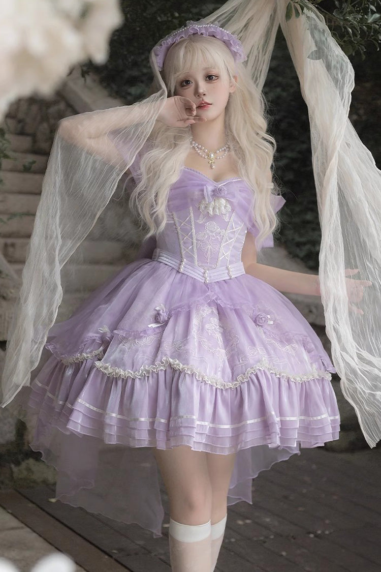 Purple Fantasy Music Box Ruffle Bowknot Lace Ballet Sweet Elegant Lolita Dress