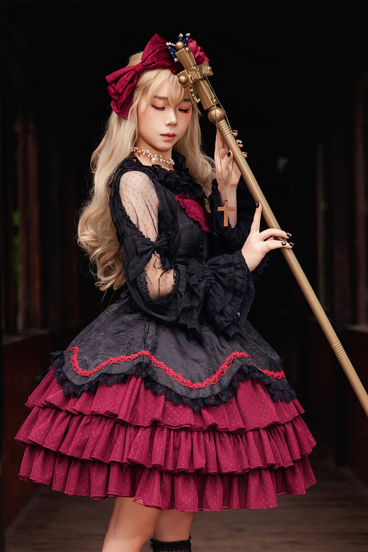Pearl Box Sleeveless Triple-Layered Bowknot Lace Slim Pearl Sweet Elegant Lolita Jsk Dress 3 Colors