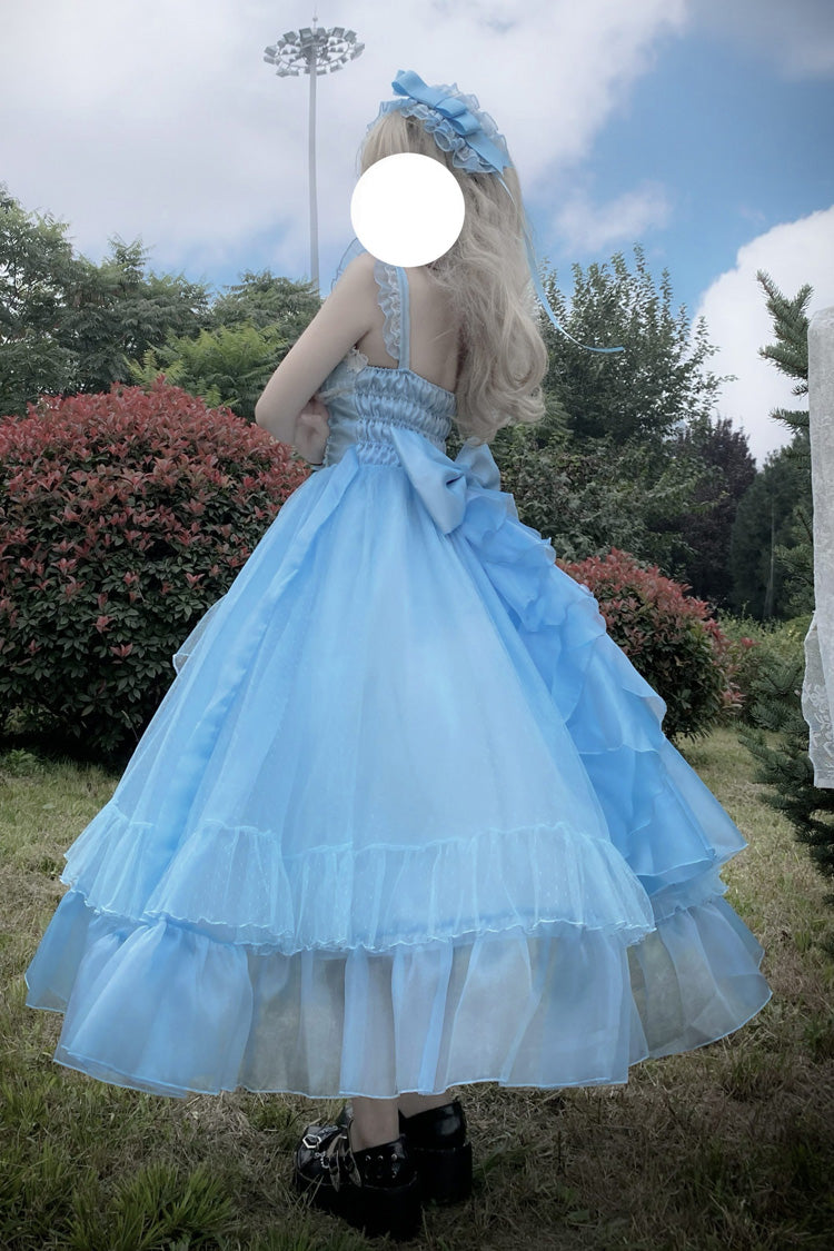 Blue Moonlight Sonata Ruffle Cardigan Bowknot Lace Sweet Vintage Lolita Jsk Dress