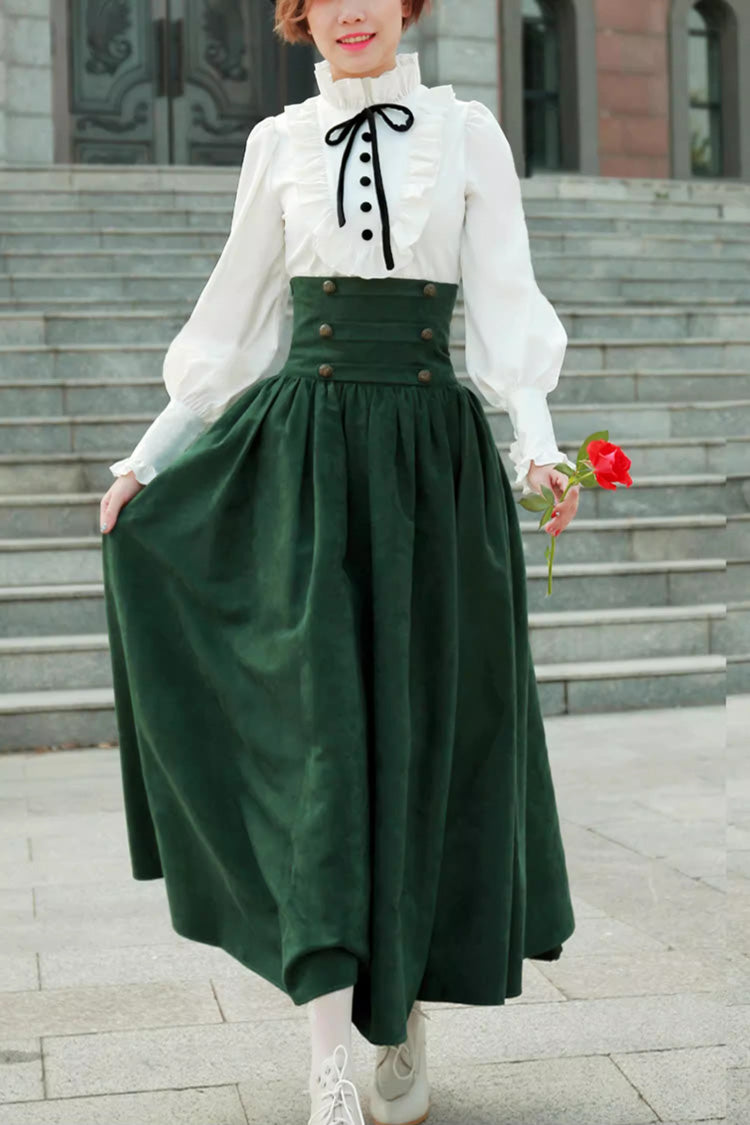 Magic Academy High Waisted Multi-Layered Ruffle Lace-Up Sweet Vintage Lolita Skirt 3 Colors