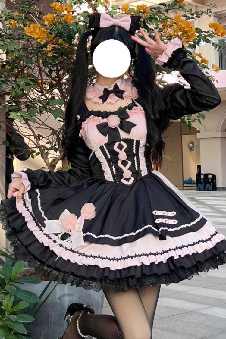Shadow Rose Sleeveless Multi-layer Ruffle Bowknot Stitching Gothic Lolita Jsk Dress 5 Colors