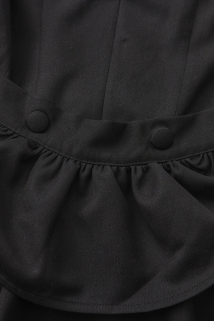Black Immortal Silent Agent Sleeveless Ruffle Ouji Fashion Vintage Elegant Prince Lolita Long Coat