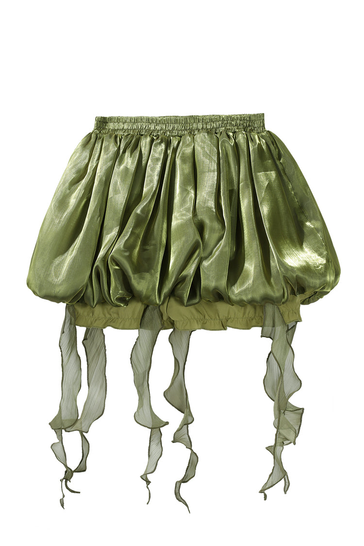 Green Children of the Forest Leaf Decoration Ruffle Irregular Sweet Lolita Jsk Dress Set