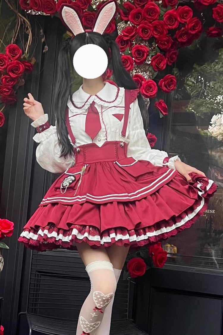 Officer Rabbit Multi-layer Ruffle Sweet Lolita Strap Dress 4 Colors