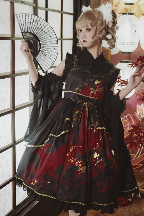 Chinese Style Cloud Fox Print Classic Lolita JSK Dress