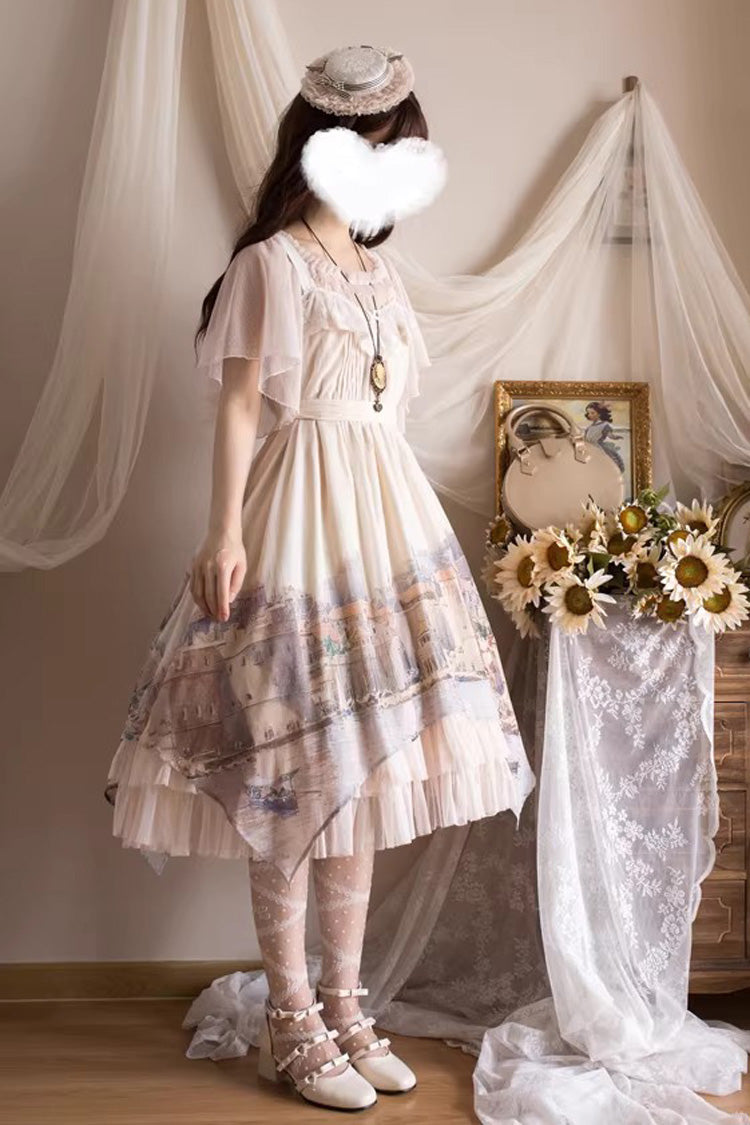 Apricot Adria Multi-Layered Printed Irregular Sweet Lolita Jsk Dress