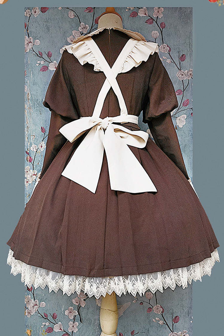 Violent Maid Long Puff Sleeves Bowknot Classic Vintage Lolita Dress 2 Colors