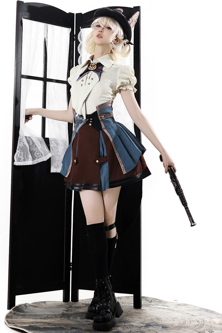 Fairy Town Train Conductor British Academy Short Sleeves Embroidery Punk Handsome Lolita Skirt Set