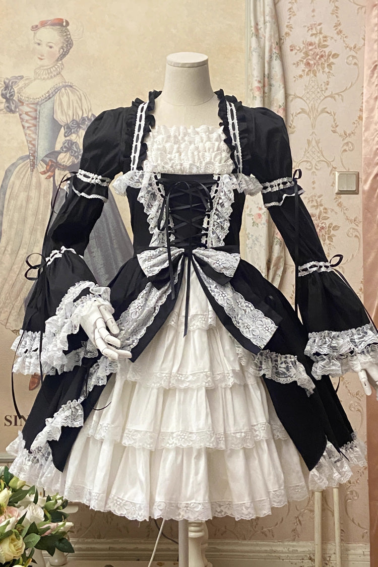 Miss Rella Short Sleeves Multi-Layered Ruffle Cardigan Bowknot Lace-Up Sweet Lolita Dress 9 Colors