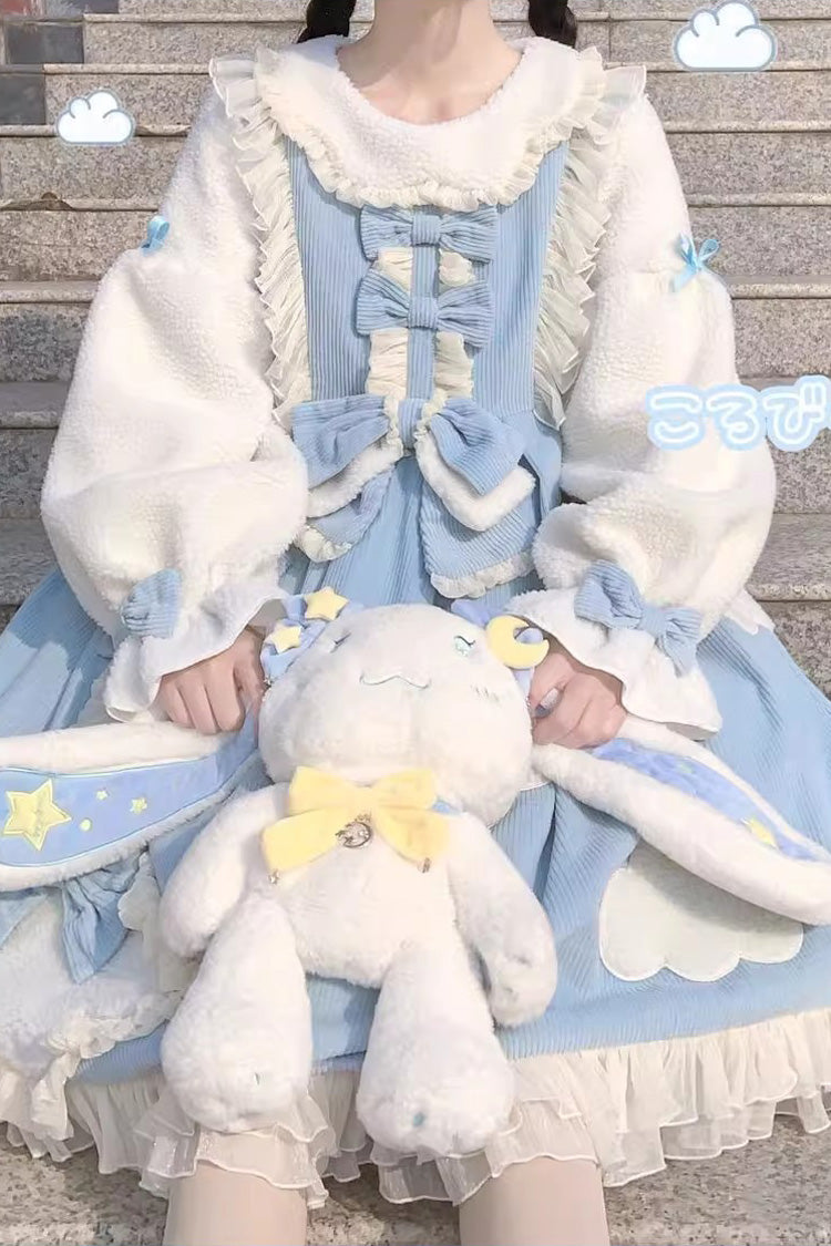 Winter Clouds Clear Up Long Sleeves Ruffle Bowknot Lace Sweet Lolita Dress 2 Colors