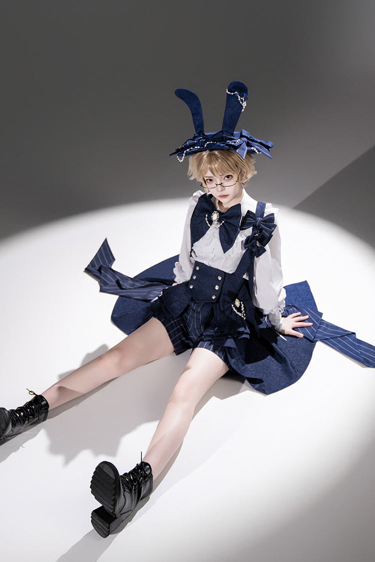 Blue Rabbit Theater Vertical Stripes Print Ouji Fashion Sweet Prince Cool Lolita Shorts