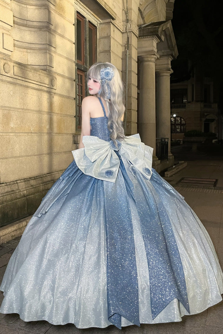 Blue Capture The Stars Hanayome Bowknot Shiny Sweet Princess Lolita Jsk Dress