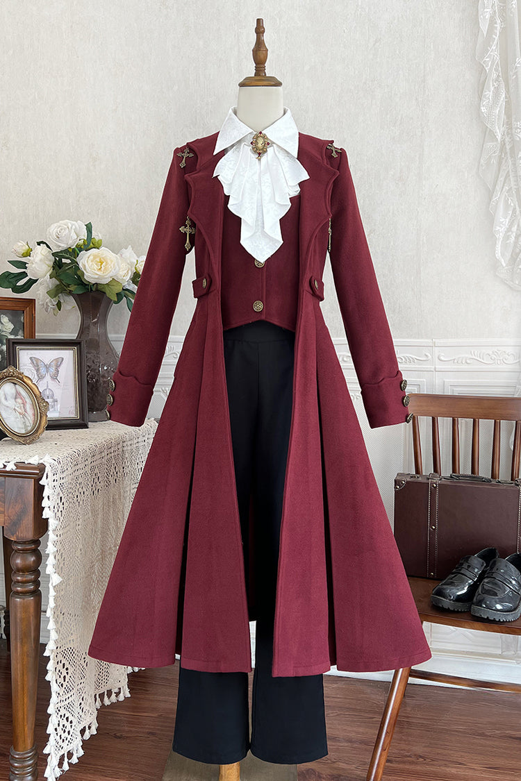 Red The Legend of Dracula Bat Collar Long Sleeves Prince Handsome Ouji Lolita Coat