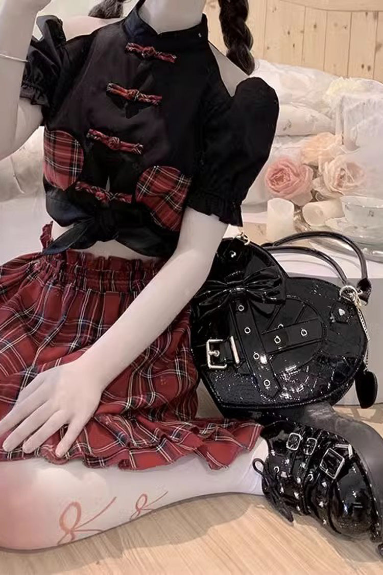 Witch Tea Break Heart Shaped Bowknot Buckle Gothic Lolita Bag 2 Colors