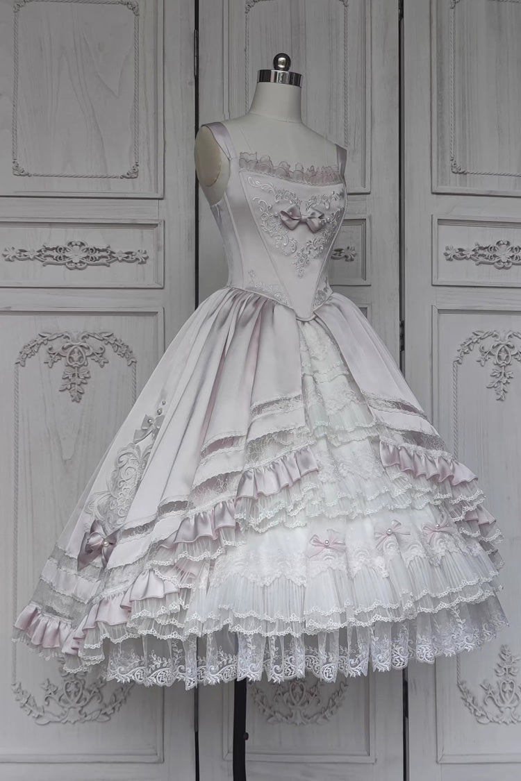 Pink Promise of the Rose Multi-Layered Ruffled Hanayome Open-Front Bow Sweet Gorgeous Lolita Jsk Dress Set