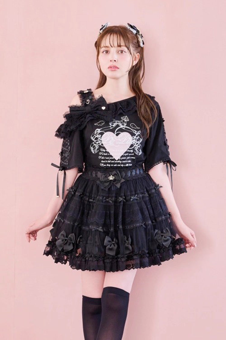 Sweet Ruffle Bowknot Lace Plus Size Japanese Lolita Skirt 3 Colors