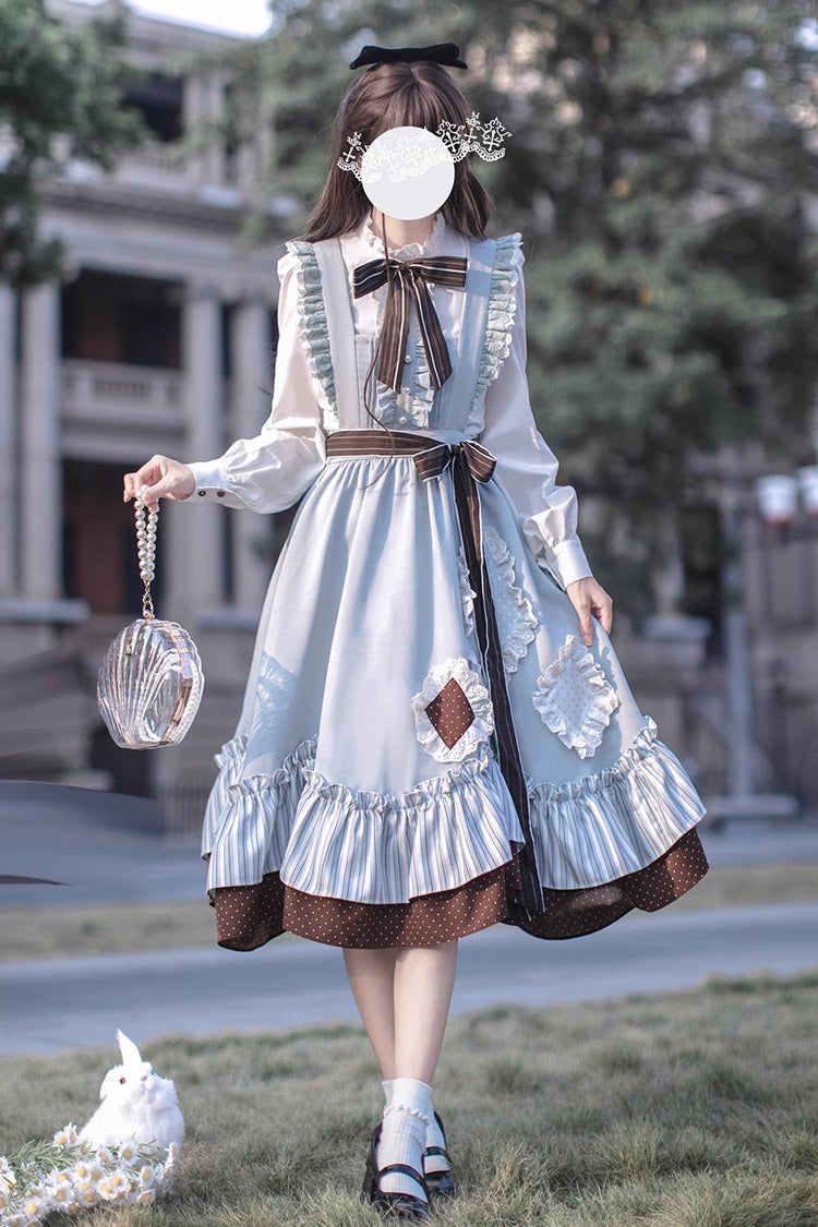 Blue/Brown Magic Vocal Club Ruffle Bowknot Sweet College Style Elegant Lolita Jsk Dress