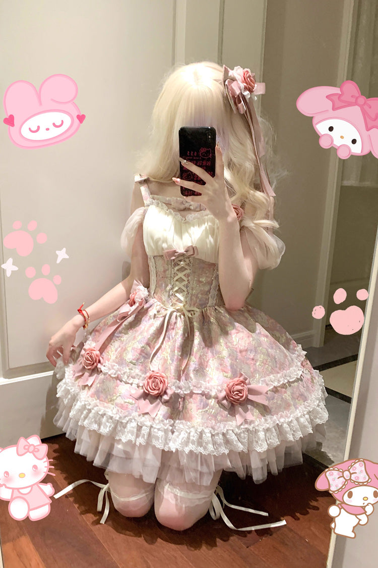 Girl's Garden Multi-layer Ruffle Bowknot Sweet Lolita Jsk Dress 2 Colors