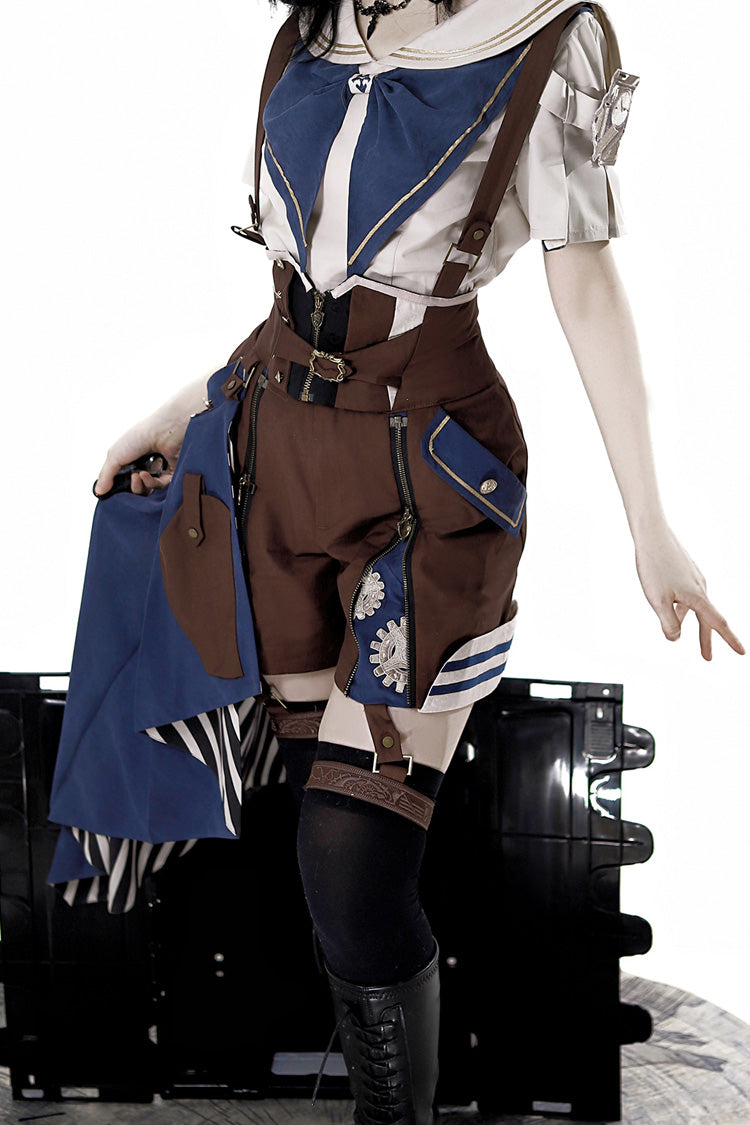 Brown Inventor of Wonderful Equipment Ouji Punk Cool Lolita Bib Shorts