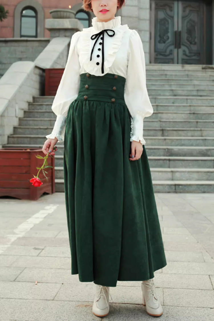 Magic Academy High Waisted Multi-Layered Ruffle Lace-Up Sweet Vintage Lolita Skirt 3 Colors
