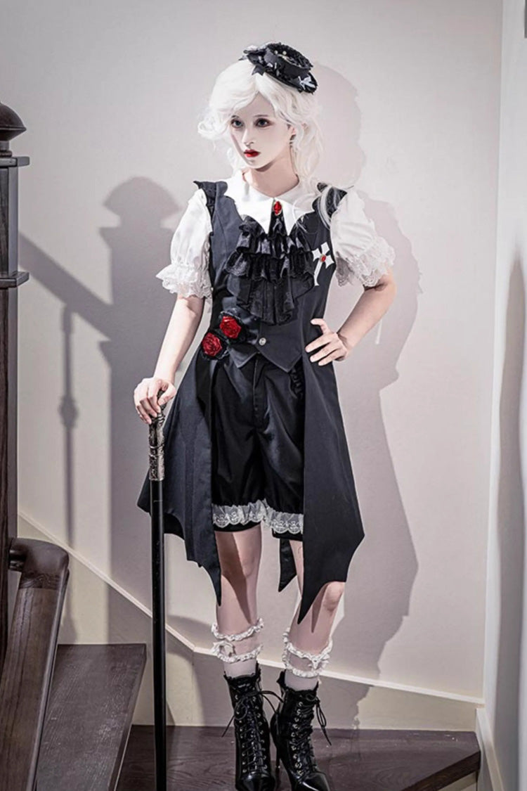Black Night Rose Sleeveless Ouji Prince Handsome Lolita Vest