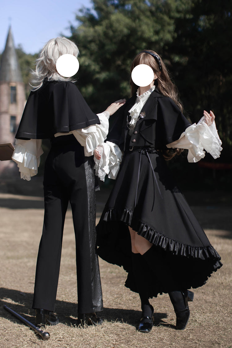 Black Day and Night Song Long Sleeves Ruffle Ouji Gothic Lolita Skirt Blouse